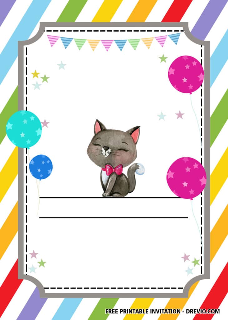 FREE Editable Cat Birthday Invitations