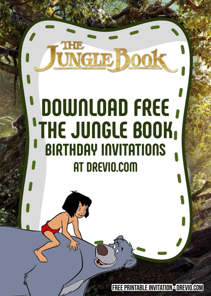 FREE Editable Jungle Book Birthday Invitations