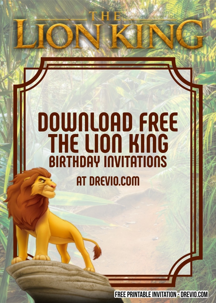 FREE Editable The Lion King Birthday Invitation