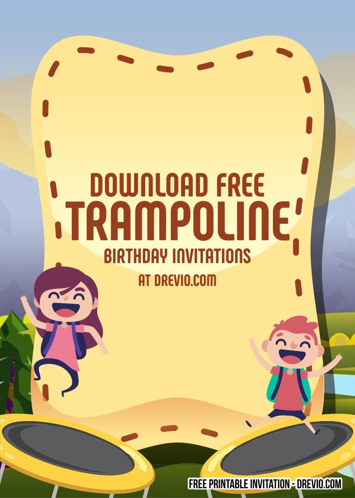 FREE Editable Trampoline Birthday Invitations
