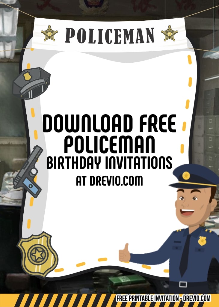 FREE Editable Policeman Birthday Invitation