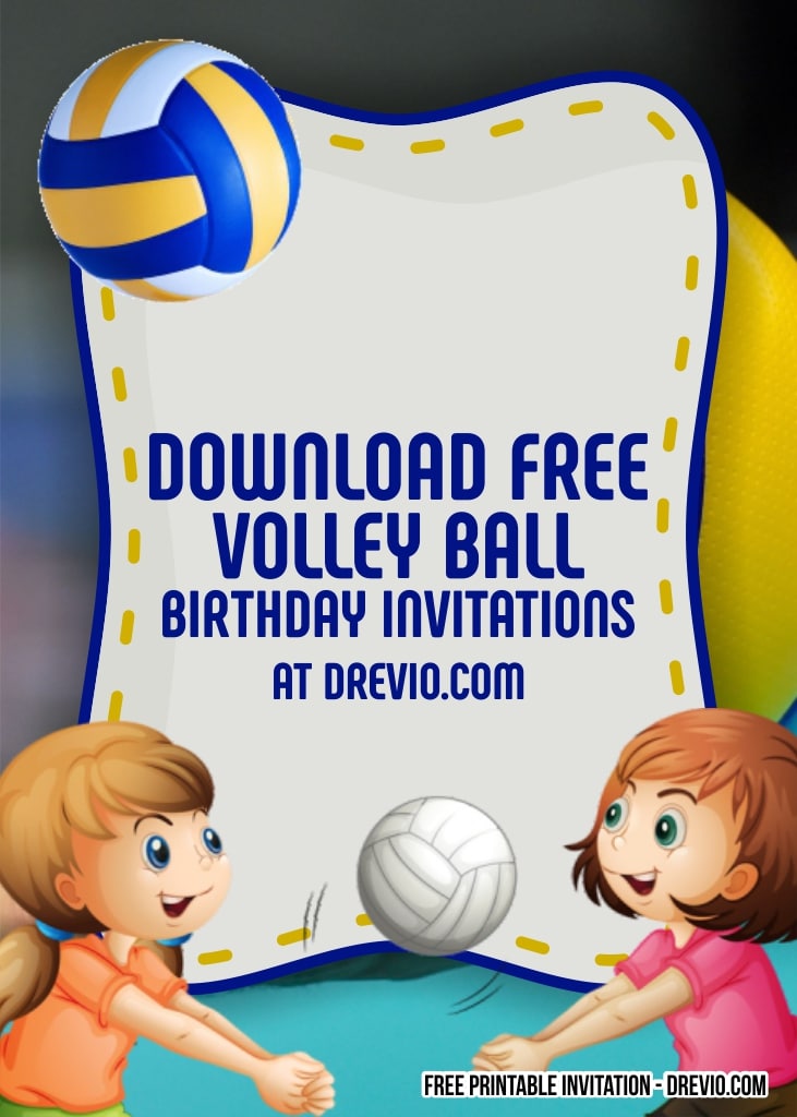 FREE Editable Volleyball Birthday Invitations