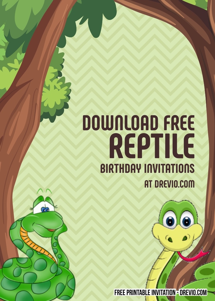 FREE Editable Reptile Birthday Invitations