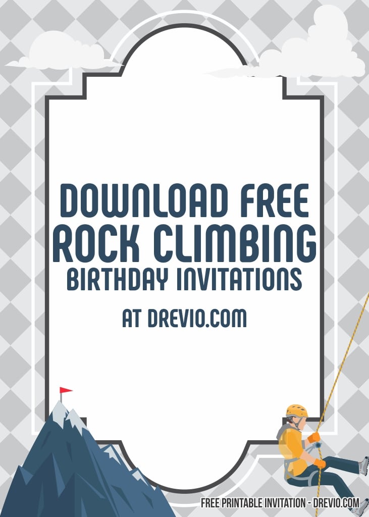 FREE Editable Rock Climbing Birthday Invitations