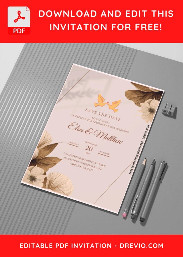 (Easily Edit PDF Invitation) Bohemian Aesthetic Wedding Invitation A