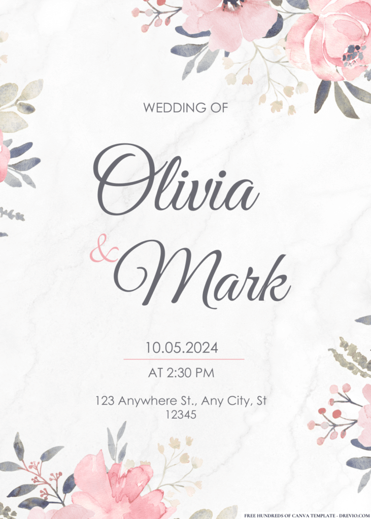 Dusty Pink Watercolor Wedding Invitations
