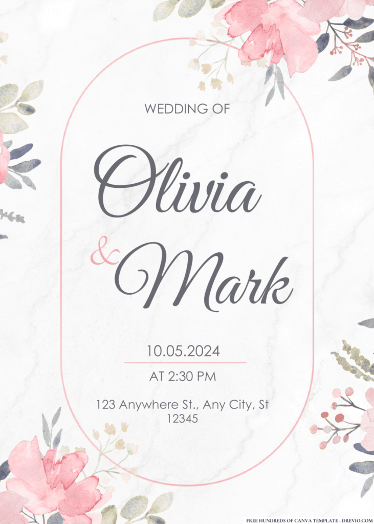 Dusty Pink Watercolor Wedding Invitations