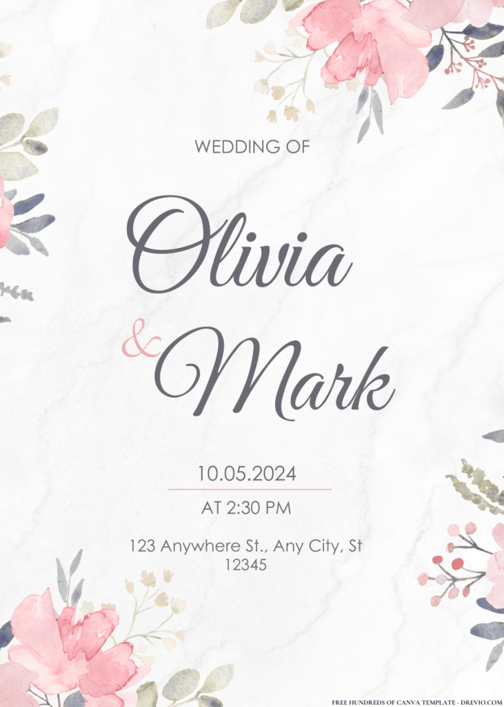 Dusty Pink Watercolor Wedding Invitations