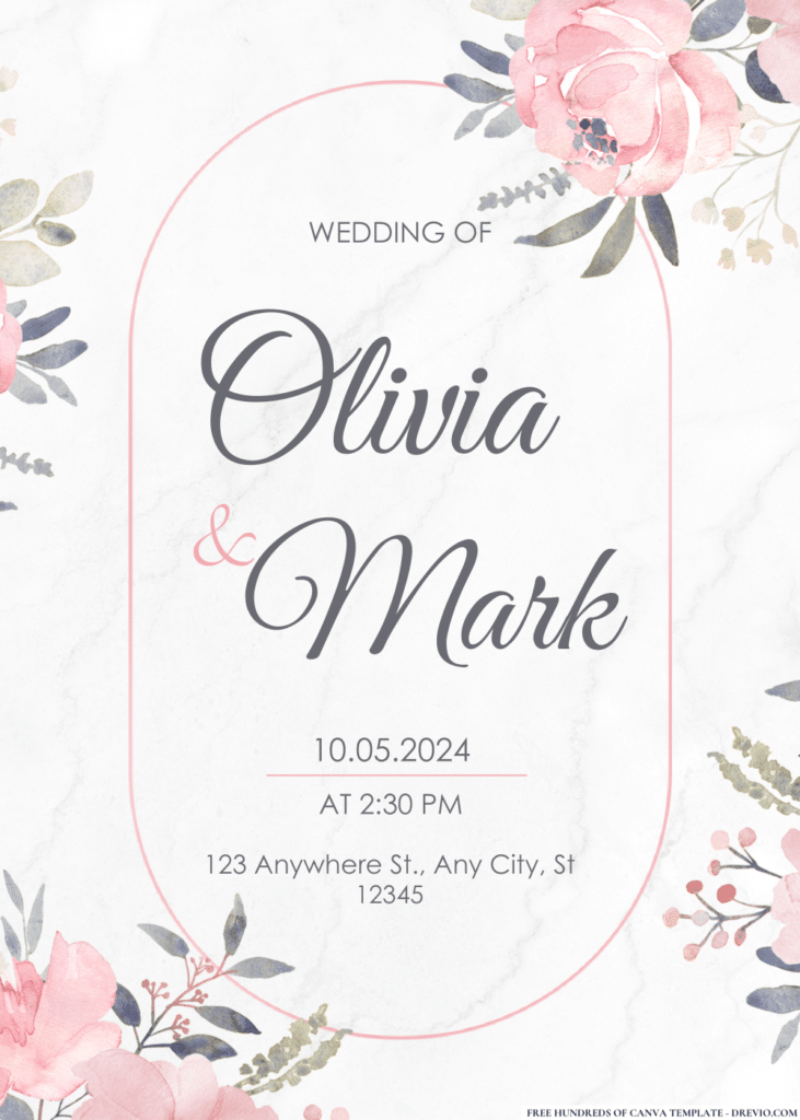 Dusty Pink Watercolor Wedding Invitations