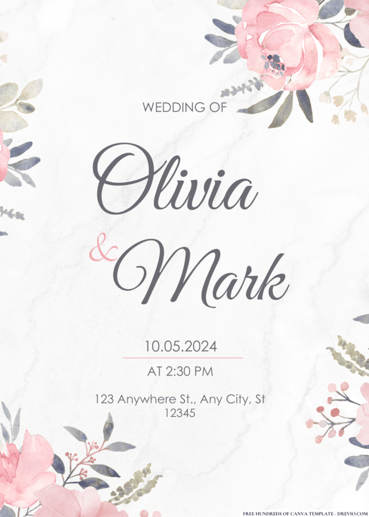 Dusty Pink Watercolor Wedding Invitations