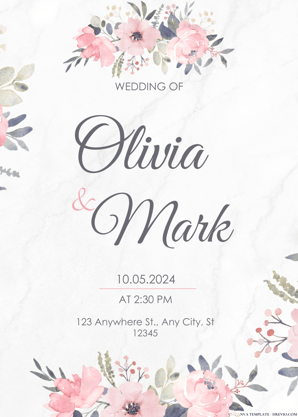 FREE PDF Invitation – Dusty Pink Watercolor Wedding Invitations