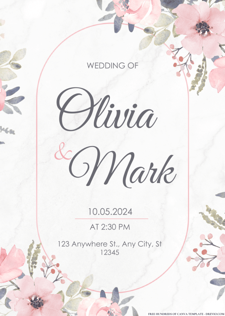 Dusty Pink Watercolor Wedding Invitations