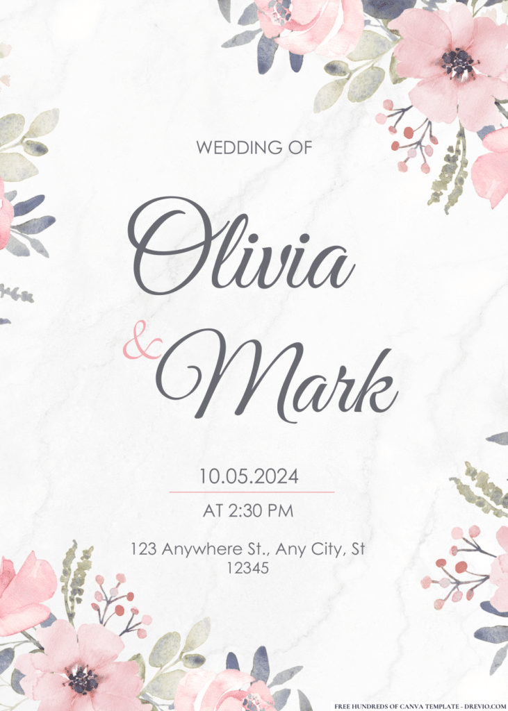 Dusty Pink Watercolor Wedding Invitations
