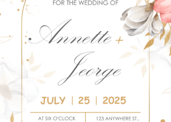 White Pink Floral Arrangement Wedding Invitations