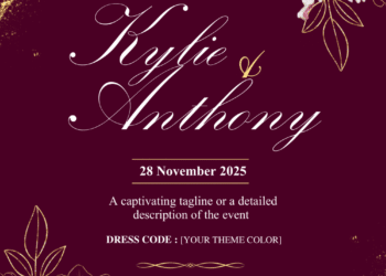 Pink Tulip Gold Line Wedding Invitations