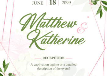 Greenery Pink Bouquet Flowers Wedding Invitation