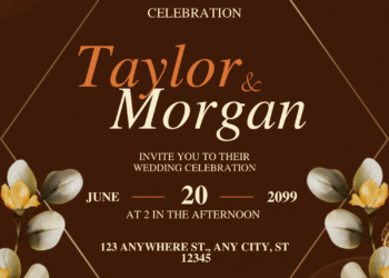 Boho Orange Floral Wedding Invitations