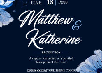 Blue Very Peri Flowers Wedding Invitations