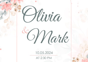 Peach Beige Flower Arrangement Wedding Invitations