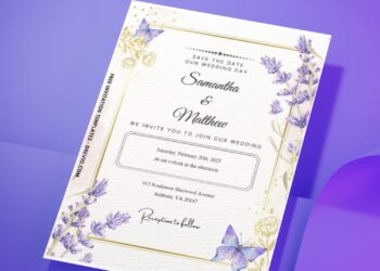 (Easily Edit PDF Invitation) Watercolor Lavender Wedding Invitation