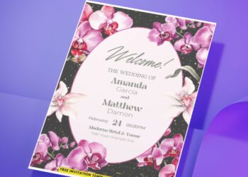 (Easily Edit PDF Invitation) Classy Spring Orchid Wedding Invitation H