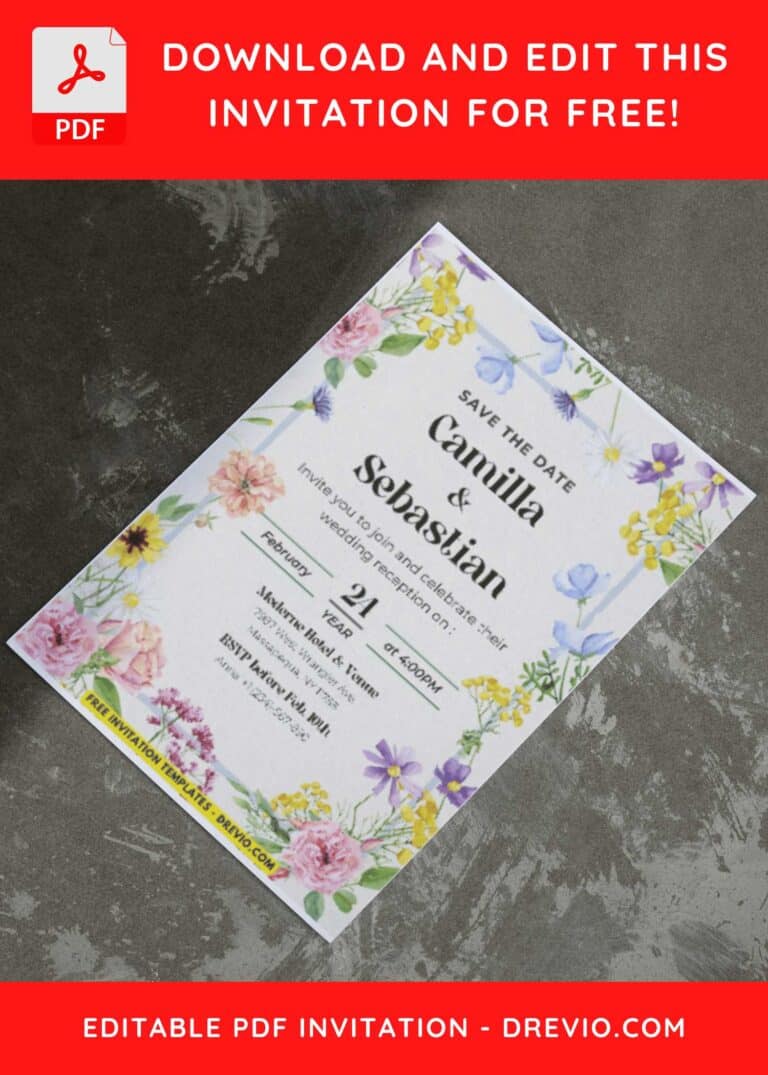 (Easily Edit PDF Invitation) Aesthetic Wildflower Wedding Invitation