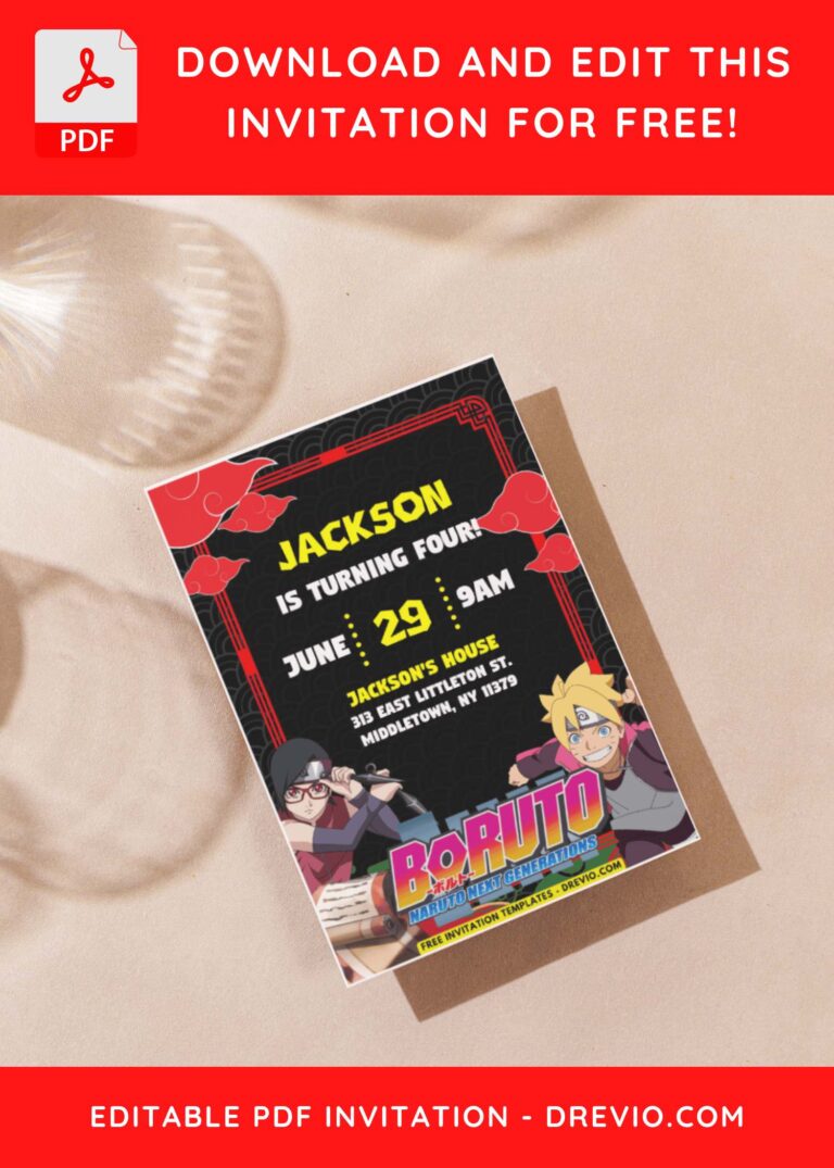 (Easily Edit PDF Invitation) Awesome Boruto Birthday Invitation