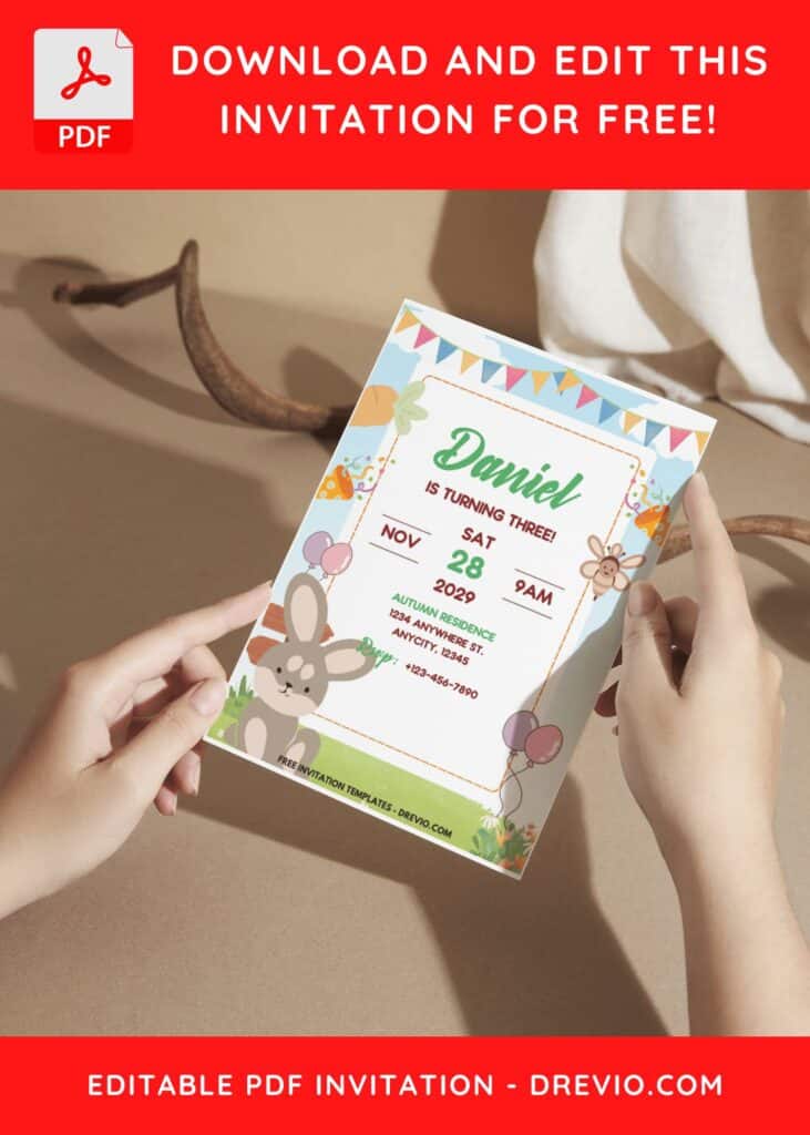 (Easily Edit PDF Invitation) Some Bunny Birthday Invitation A