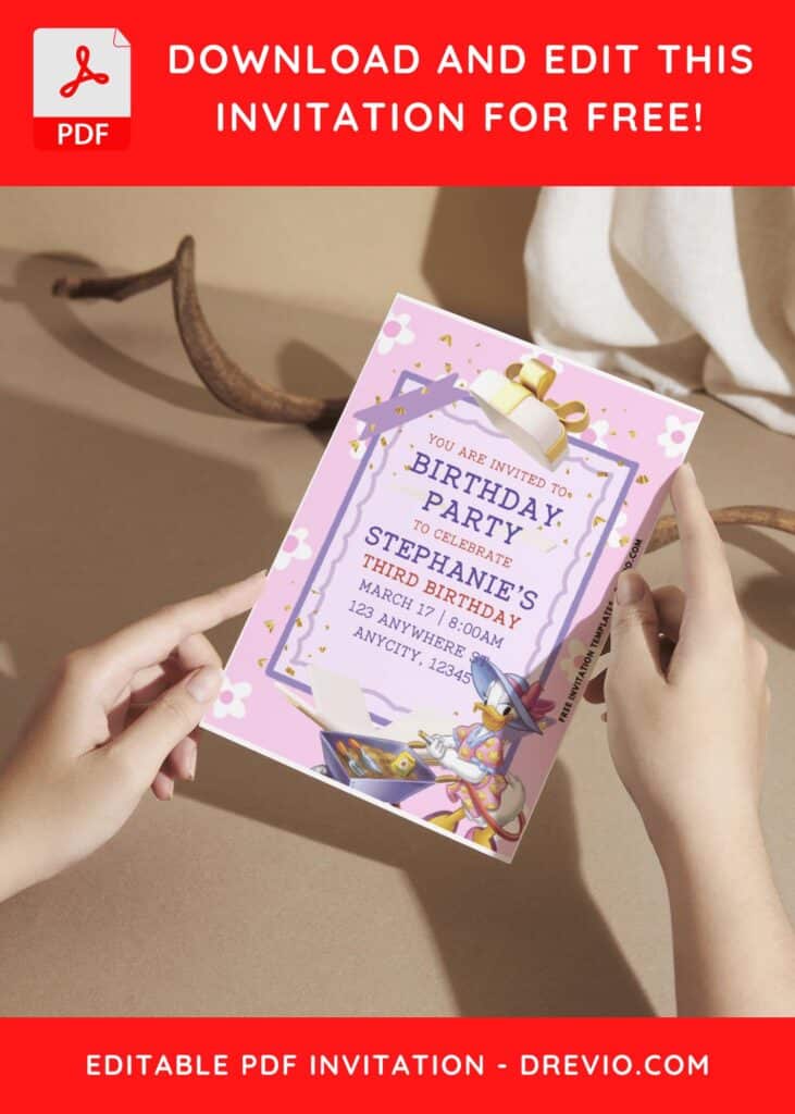(Easily Edit PDF Invitation) Lovely Daisy Duck Birthday Invitation G