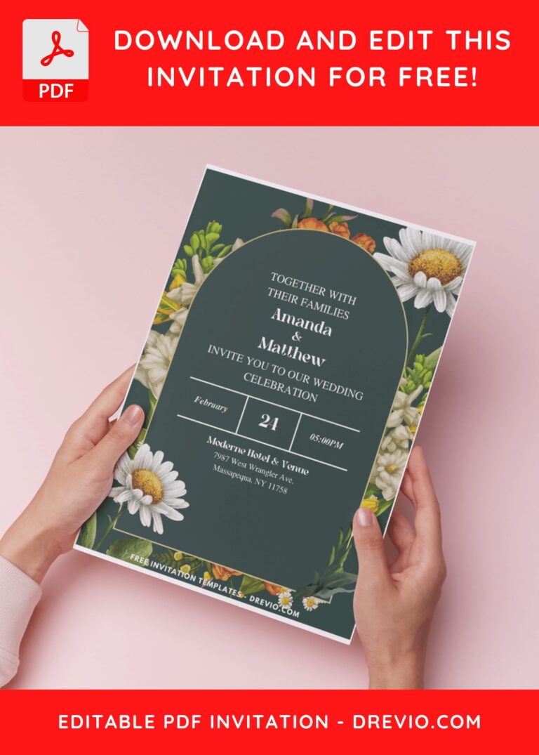 (Easily Edit PDF Invitation) Gorgeous Daisy Floral Wedding Invitation