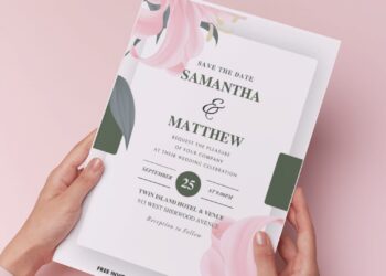 (Easily Edit PDF Invitation) Classy White Lily Wedding Invitation