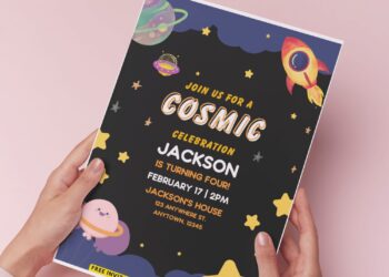 (Easily Edit PDF Invitation) Astronaut Boys Birthday Invitation