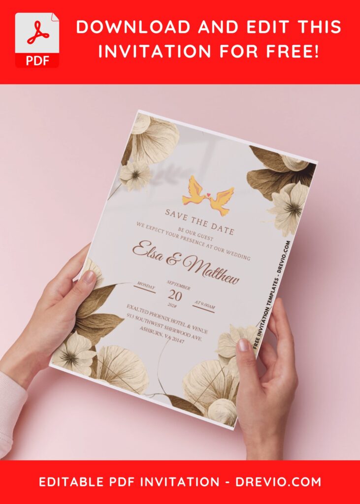 (Easily Edit PDF Invitation) Bohemian Aesthetic Wedding Invitation F