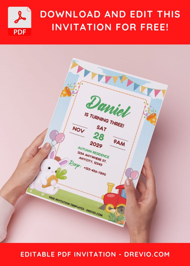 (Easily Edit PDF Invitation) Some Bunny Birthday Invitation B