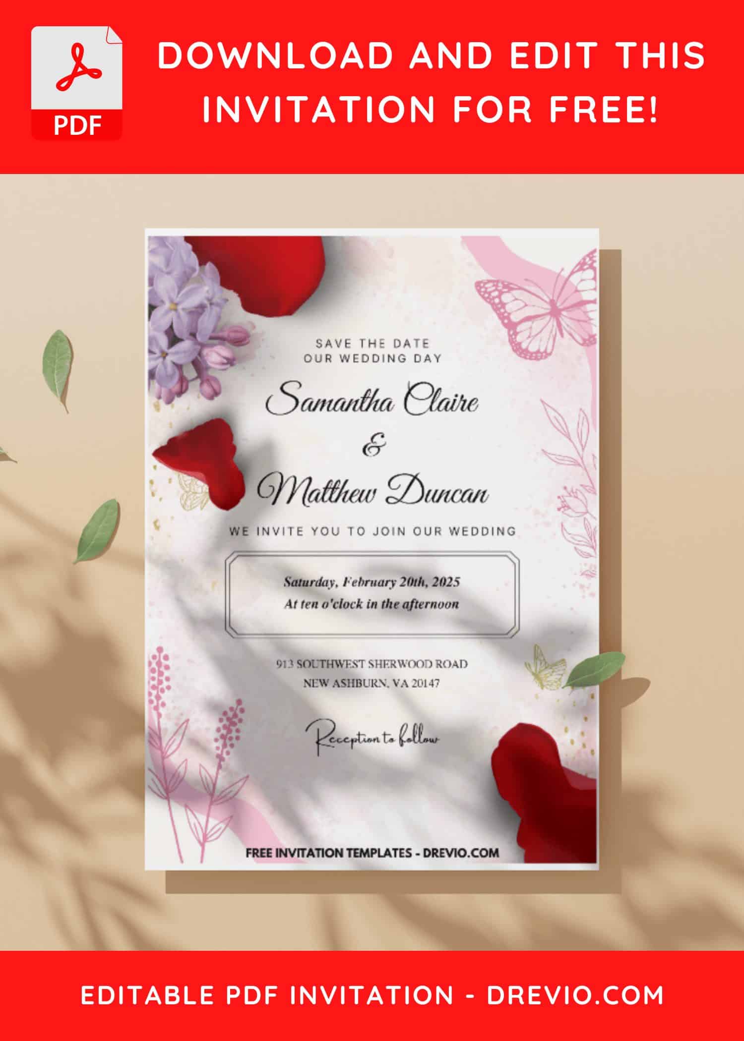 (Easily Edit PDF Invitation) Spring Serenade Floral Wedding Invitation