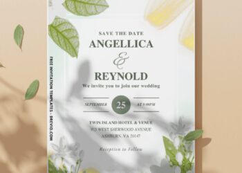 (Easily Edit PDF Invitation) Timeless Jasmine Floral Wedding Invitation C
