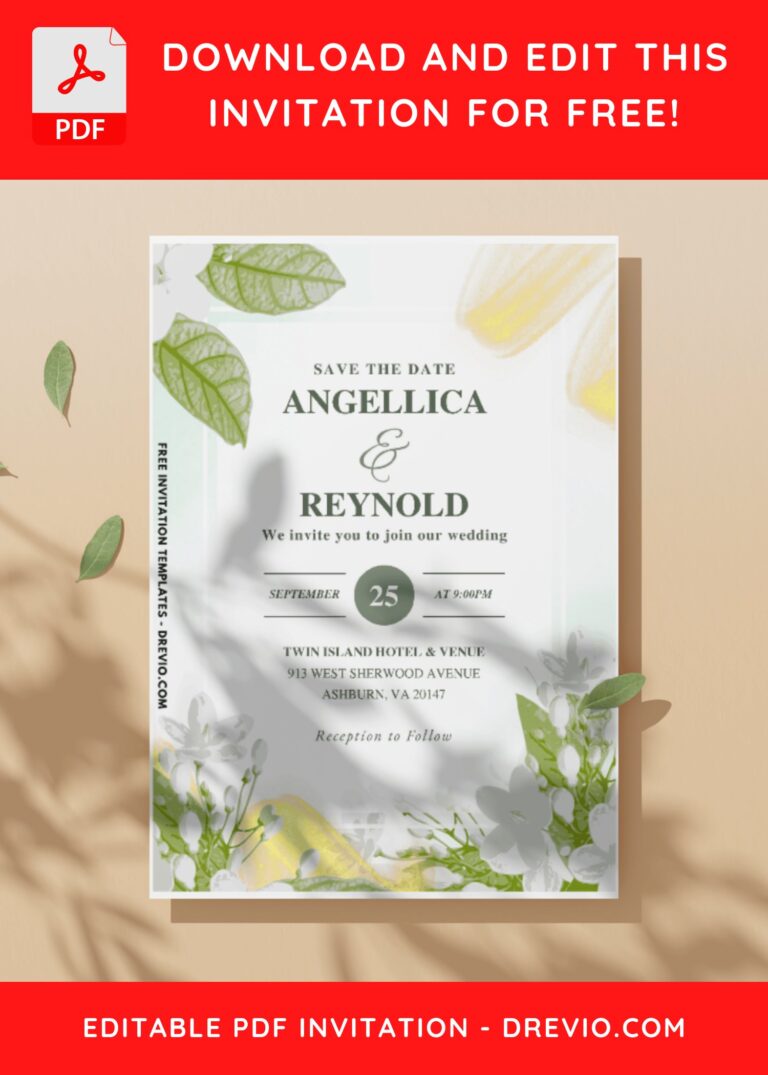 (Easily Edit PDF Invitation) Timeless Jasmine Floral Wedding Invitation C
