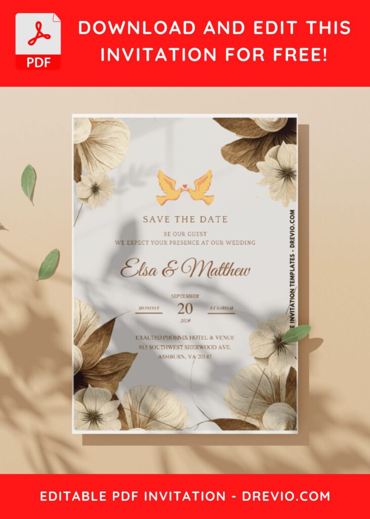 (Easily Edit PDF Invitation) Bohemian Aesthetic Wedding Invitation G