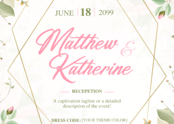 Pink Rose and Green Leaves Wedding Invitations