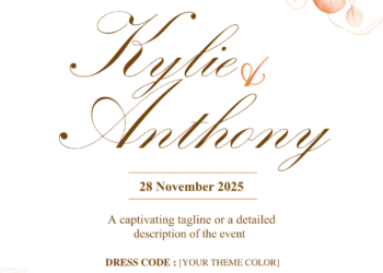 Golden Floral Arrangement Wedding Invitations 