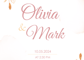 Pink Gold Floral Border Wedding Invitations