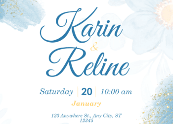 Dark Blue Floral Arrangement Wedding Invitations