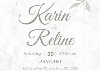 White Flower Bouquet Watercolor Wedding Invitation