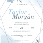 FREE PDF Invitation – Blue Pastel Floral Bouquet Wedding Invitations