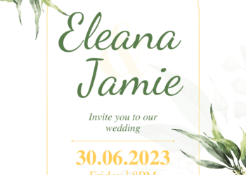 Green Floral Bouquet Wedding Invitations