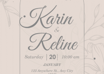 Line Gray Detail Flowers Wedding Invitations