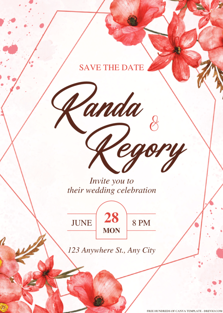 Watercolor Hibiscus and Lilies Invitations