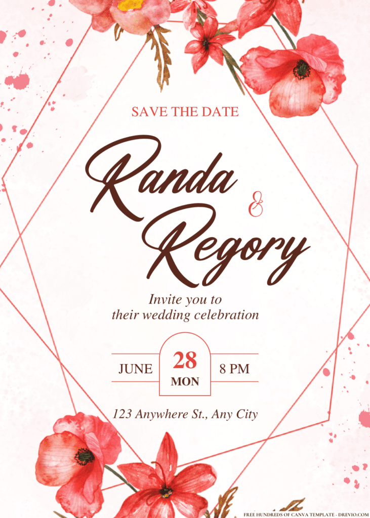 Watercolor Hibiscus and Lilies Invitations