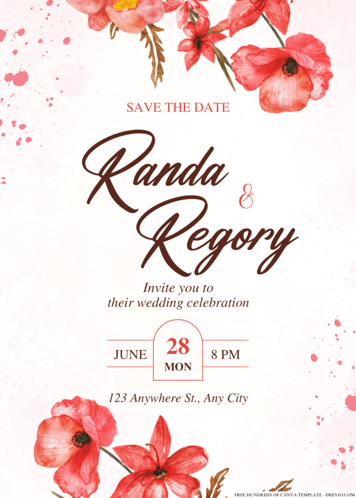 Watercolor Hibiscus and Lilies Invitations