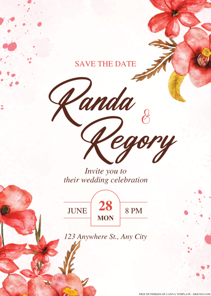 Watercolor Hibiscus and Lilies Invitations